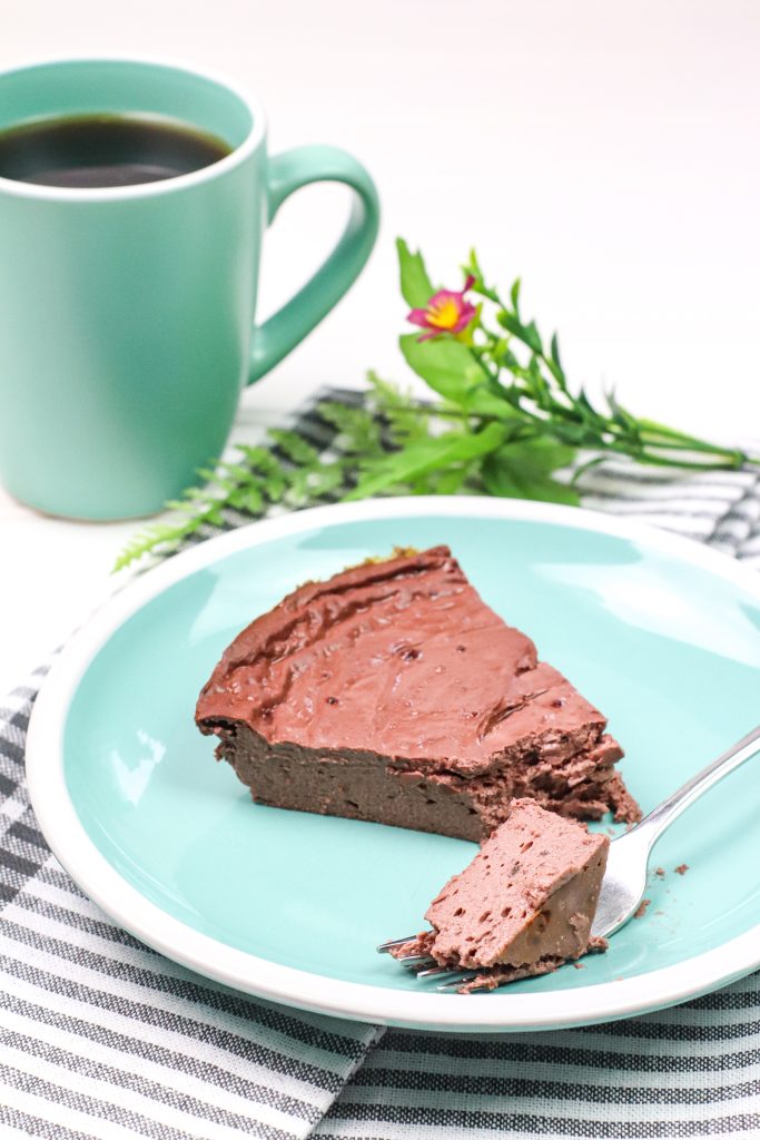 Weight Watchers Chocolate Cheesecake on a blue /green plate