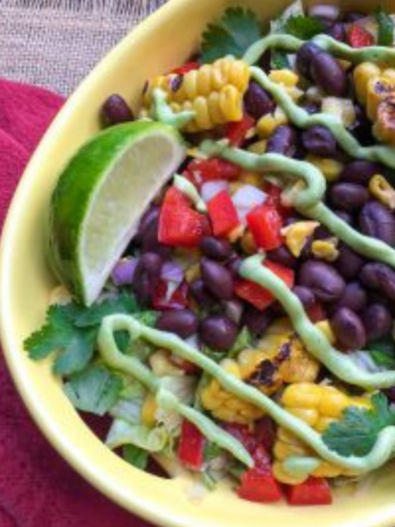 Mexican chopped salad with avocado dressing