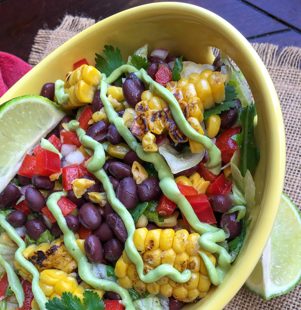 Mexican chopped salad with avocado dressing