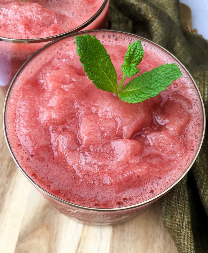 watermelon slushie in a glass