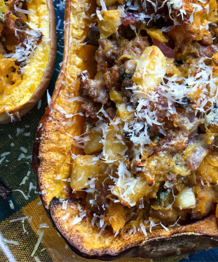 Apple Sausage Stuffed Butternut Squash