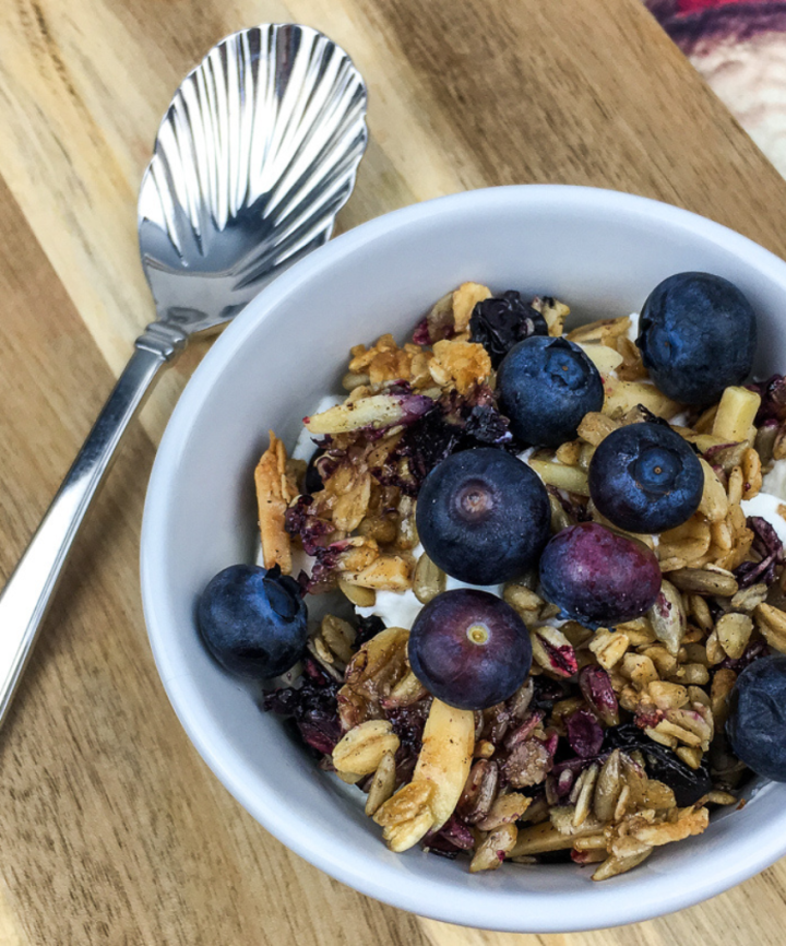 blueberry granola over yogurt