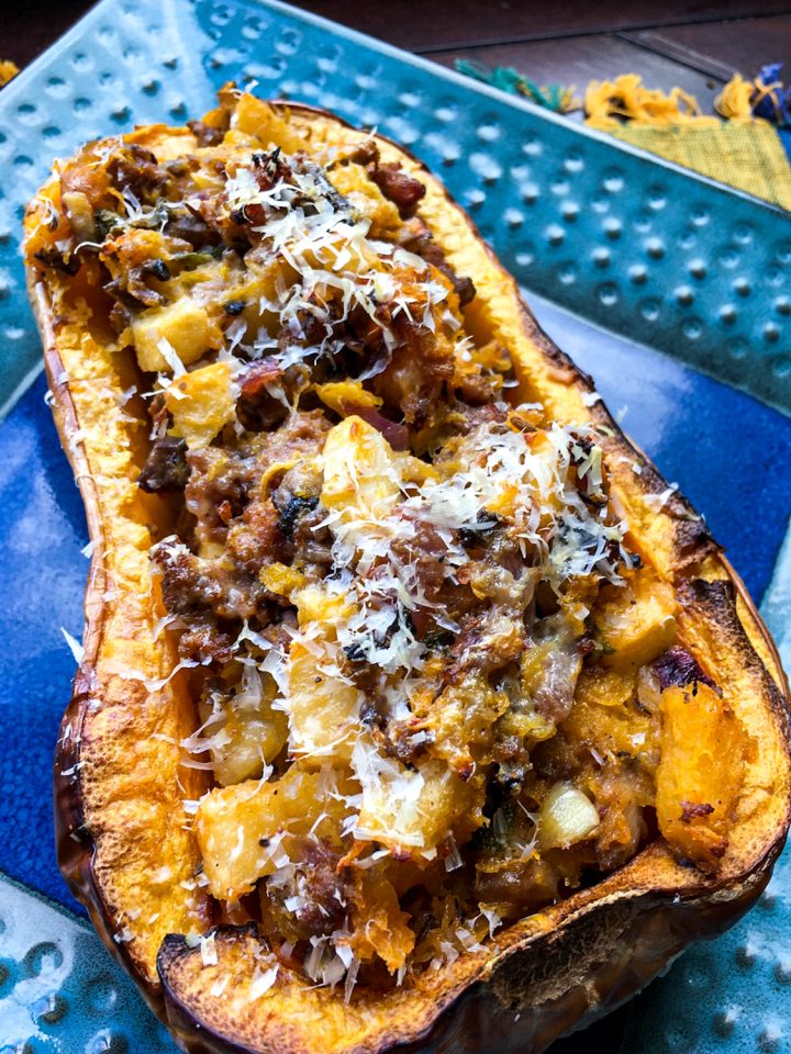 Apple Sausage Stuffed Butternut Squash