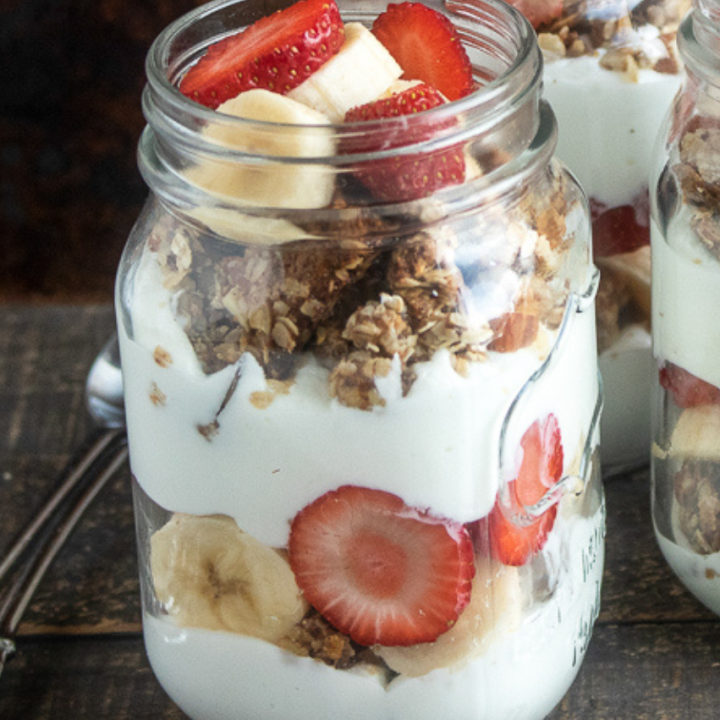 Strawberry Banana Parfait With Homemade Granola