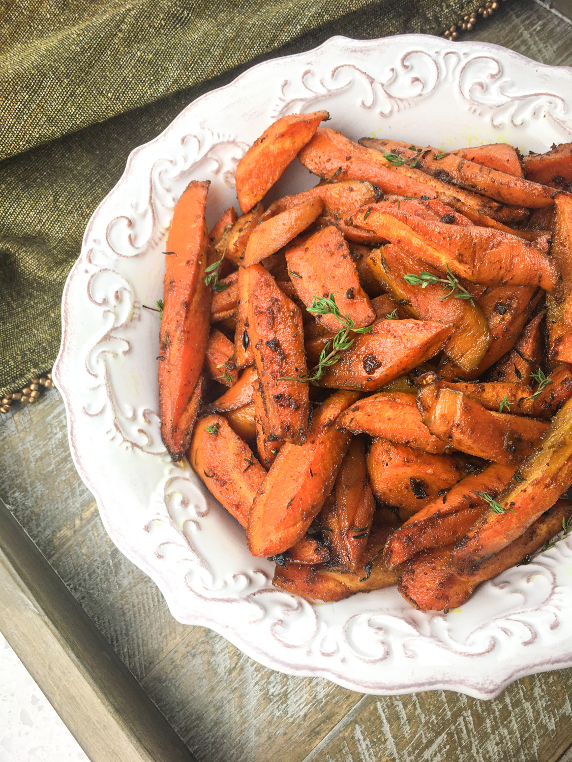 Curry Roasted Carrots in a white plate