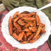Curry Roasted Carrots in a white plate
