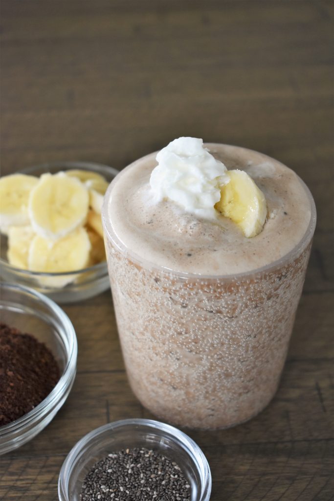 Coffee Smoothie on a brown table.