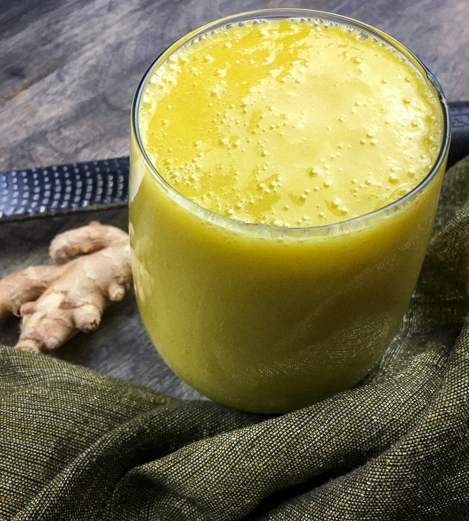 Tropical Breakfast Smoothie Recipe with a side of ginger