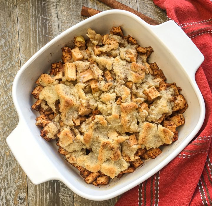 baked apples in a white dish