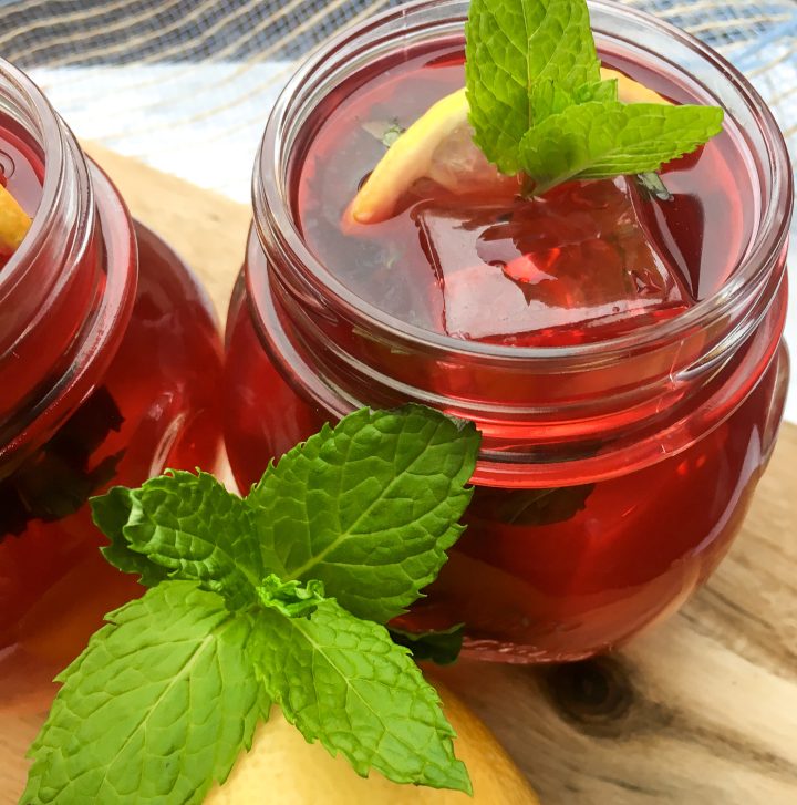 passion tea lemonade with a mint sprig