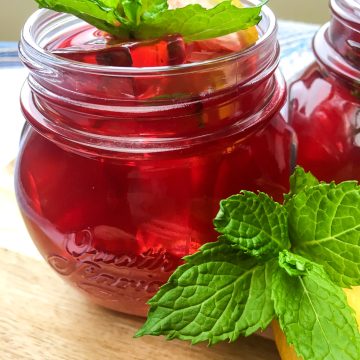 passion tea lemonade with a mint sprig