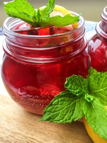 passion tea lemonade with a mint sprig