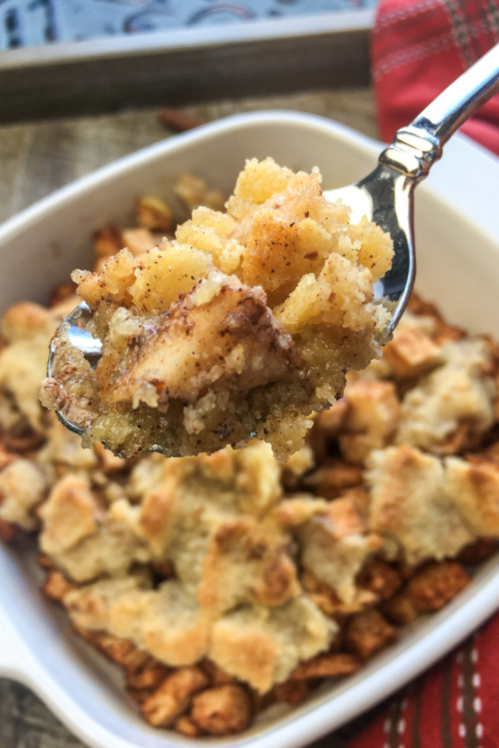 baked apples on a spoon