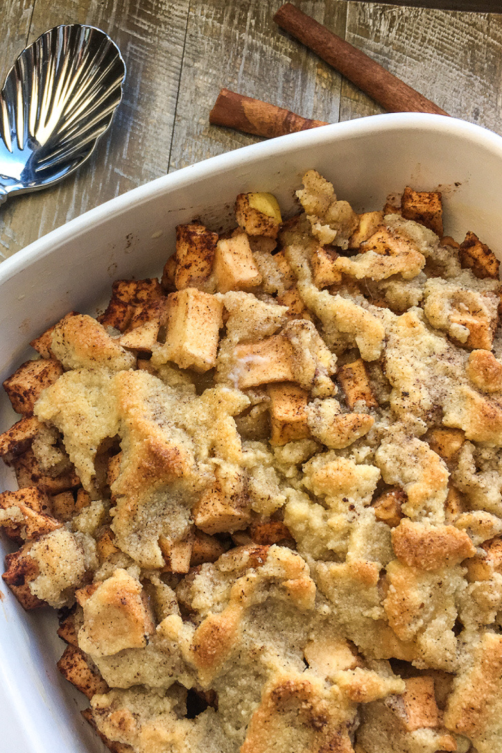 baked apples in a white dish