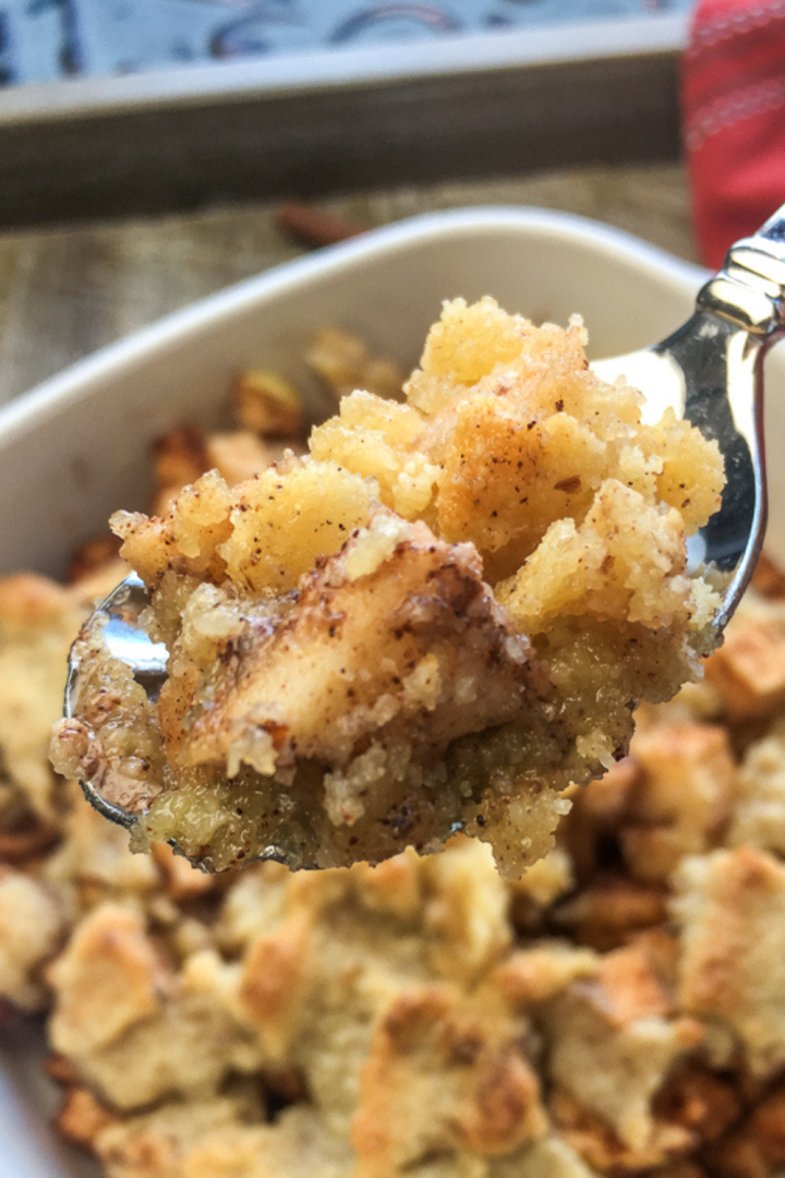 baked apples on a spoon