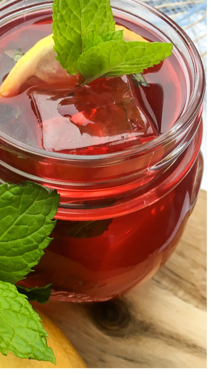 passion tea lemonade with a mint sprig