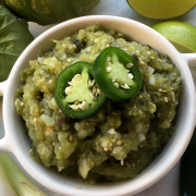fresh garden salsa in a white bowl