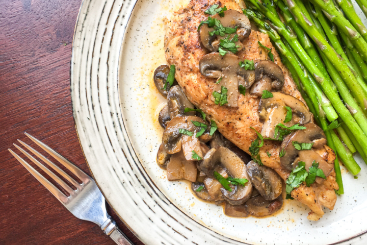 Chicken Lanzone on a white plate