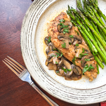 Chicken Lanzone on a white plate