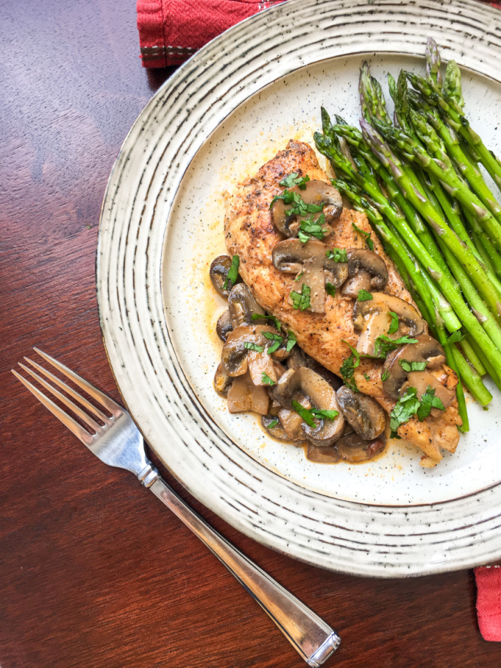 Chicken Lanzone on a white plate