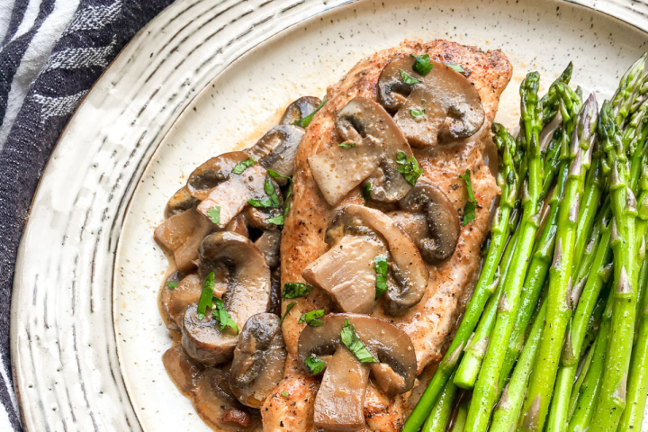 Chicken Lanzone on a white plate