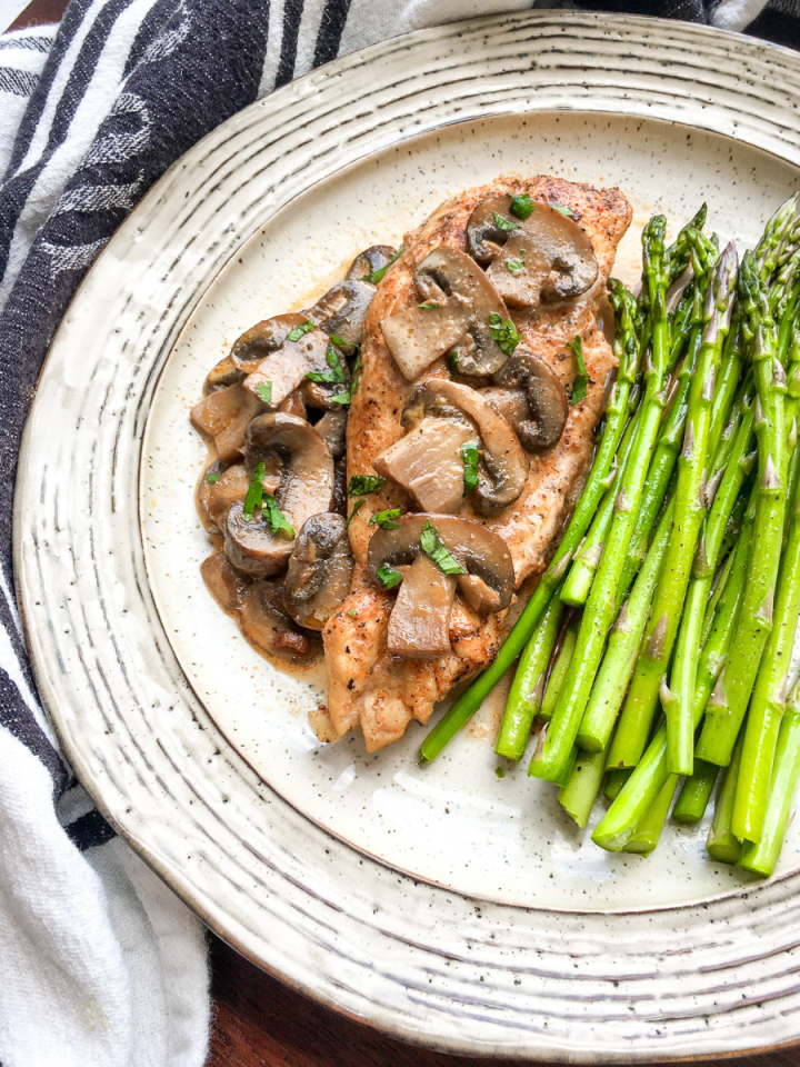Chicken Lanzone on a white plate