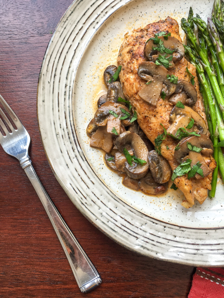 Chicken Lanzone on a white plate