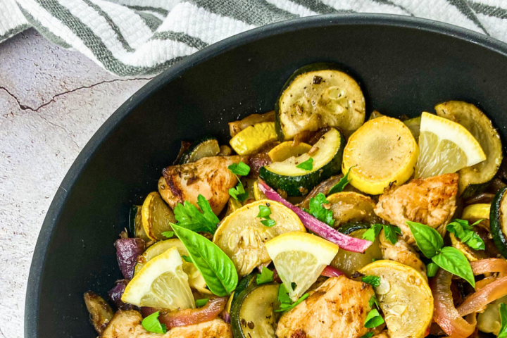 One Pan Lemon Chicken with Summer Squash