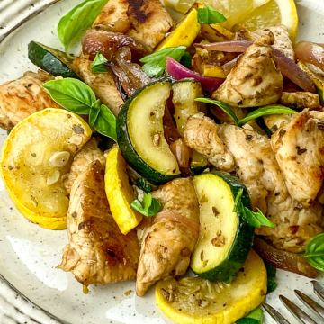 One Pan Lemon Chicken with Summer Squash