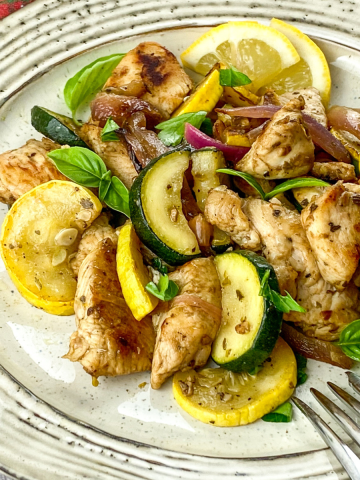 One Pan Lemon Chicken with Summer Squash
