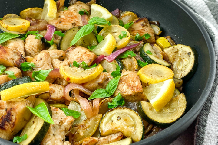 One Pan Lemon Chicken with Summer Squash