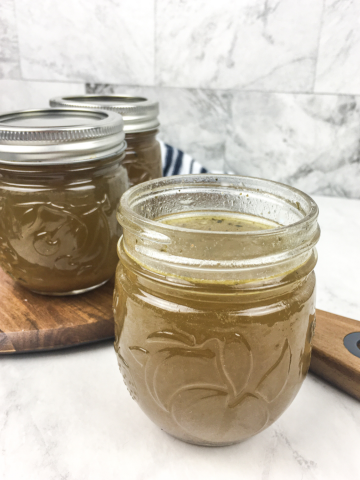 homemade chicken broth in a jar