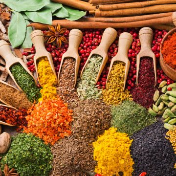 composition with different spices and herbs