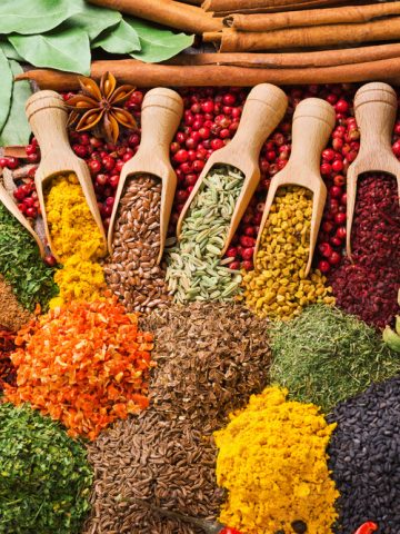 composition with different spices and herbs