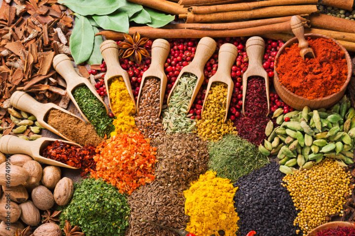 composition with different spices and herbs