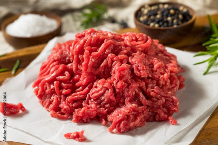 Raw Organic Red Ground Minced Beef