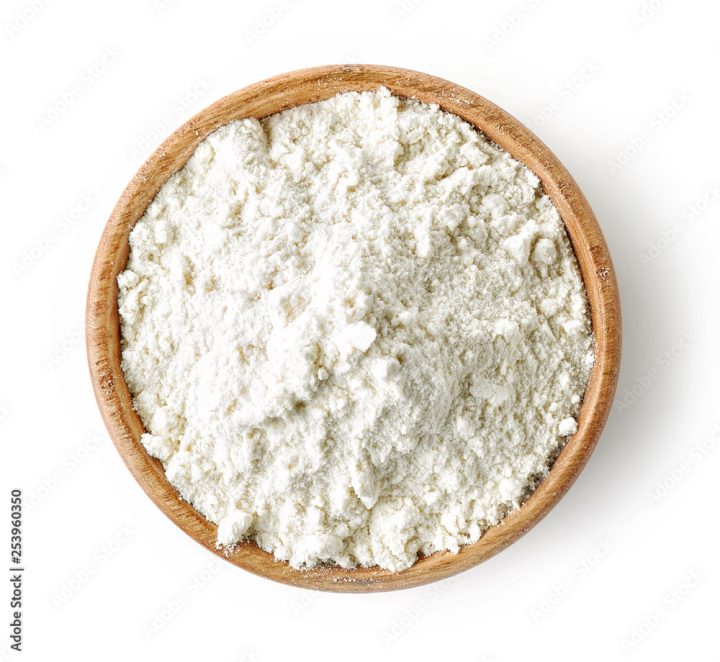 wooden bowl of flour